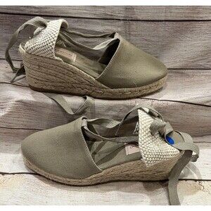 Gainno Made In Spain Lace Up wedge espadrille Sandals Shoes Size 7.5